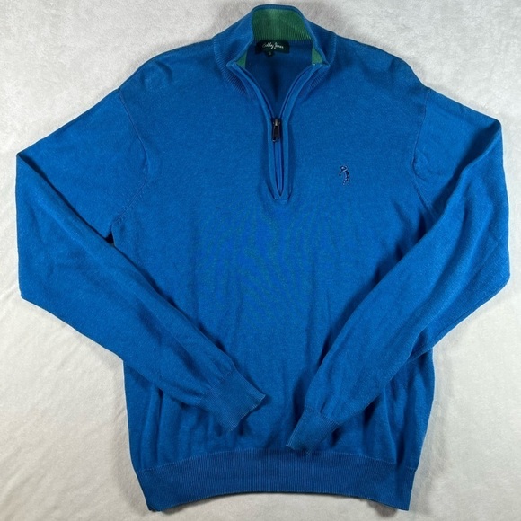 Bobby Jones Size Medium Classic Navy Quarter Zip Cotton Golf Sweater Fall EUC - Picture 1 of 10